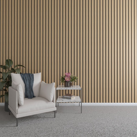 Ekena Millwork 48H x 3/8T Adjustable Wood Slat Wall Panel Kit w/ 2W Slats, Maple contains 22 Slats SWW66X48X0375MA